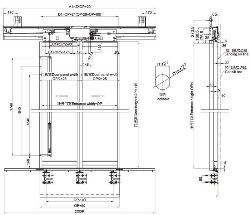 Photos and Drawing of MITSUBISHI Elevator Landing Door